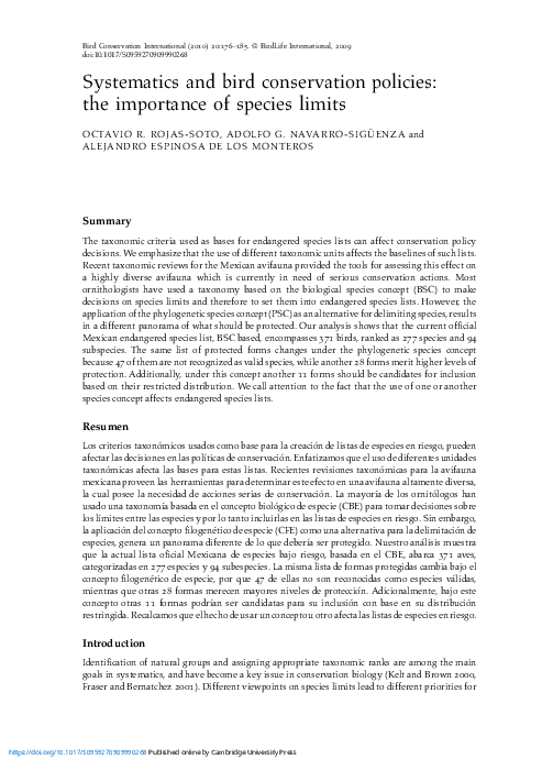 (PDF) Systematics and bird conservation policies: the importance of ...
