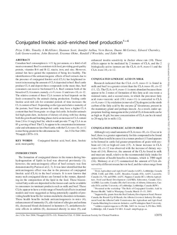 (PDF) Conjugated linoleic acidenriched beef production Vern Baron