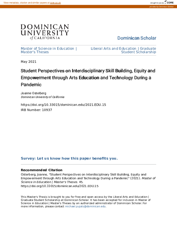 (PDF) Student Perspectives on Interdisciplinary Skill Building, Equity ...
