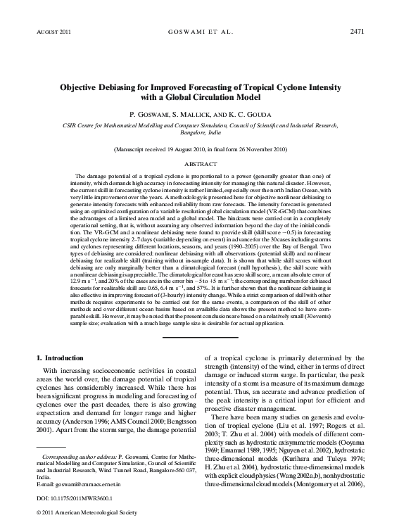 (PDF) Objective Debiasing for Improved Forecasting of Tropical Cyclone ...