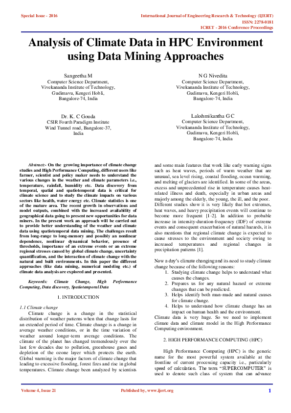 (PDF) Analysis of Climate Data in HPC Environment using Data Mining ...