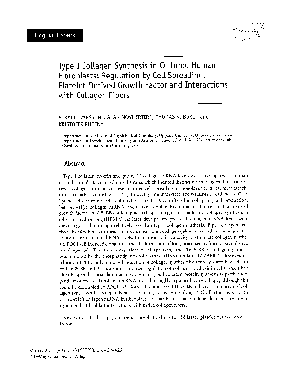 (PDF) Type I collagen synthesis in cultured human fibroblasts ...