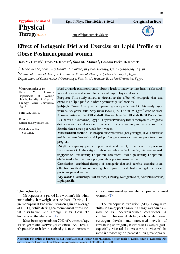 (PDF) Effect of Ketogenic Diet and Exercise on Lipid Profile on Obese ...
