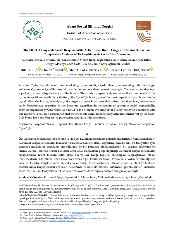 (PDF) The Effect of Corporate Social Responsibility Activities on Brand ...