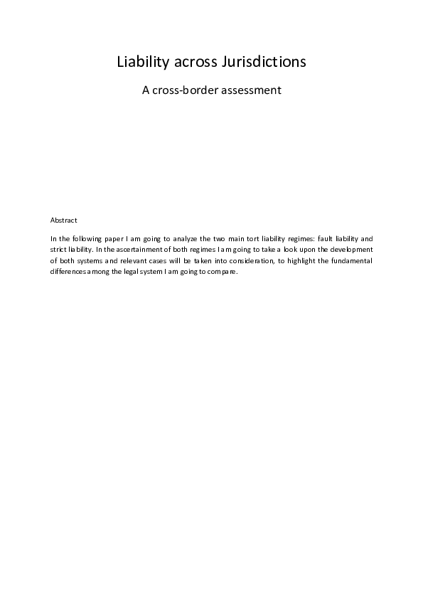 (PDF) Liability across Jurisdictions: A cross-border assessment