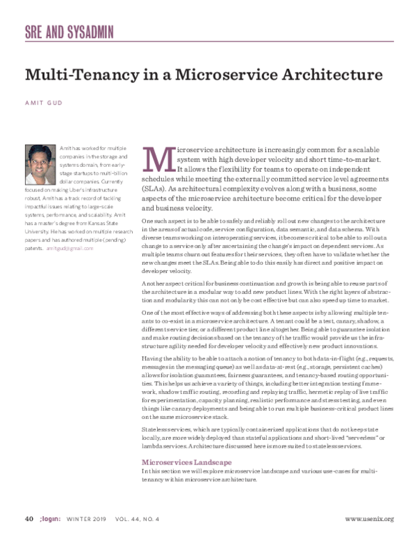 (PDF) Multi-Tenancy in a Microservice Architecture
