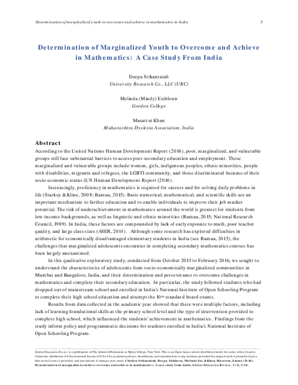 (PDF) Determination of marginalized youth to overcome and achieve in ...