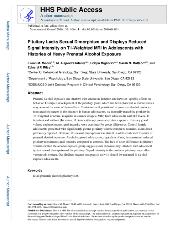 (PDF) Pituitary lacks sexual dimorphism and displays reduced signal ...