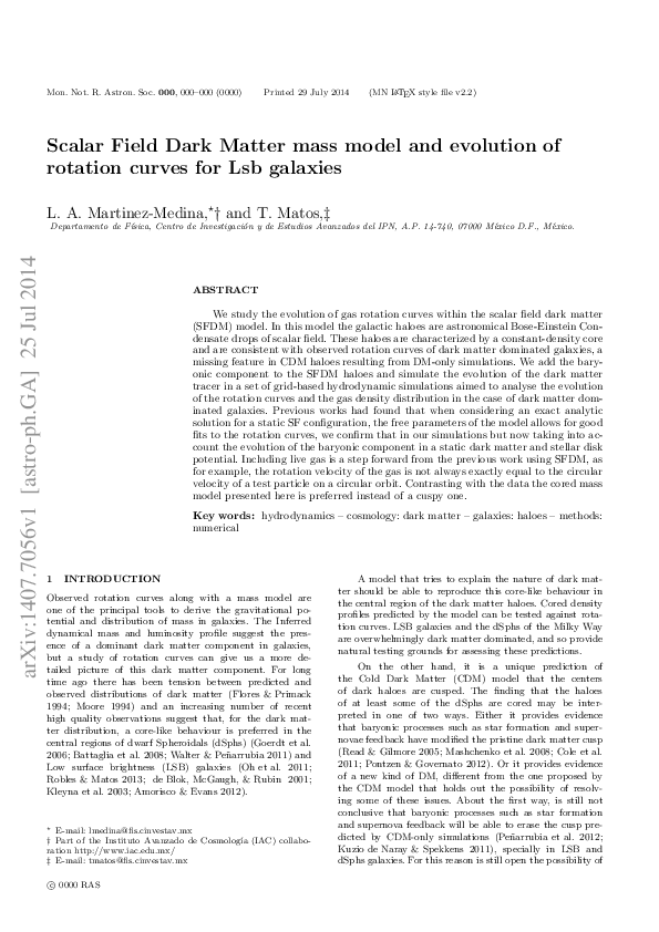 (PDF) Scalar field dark matter mass model and evolution of rotation ...