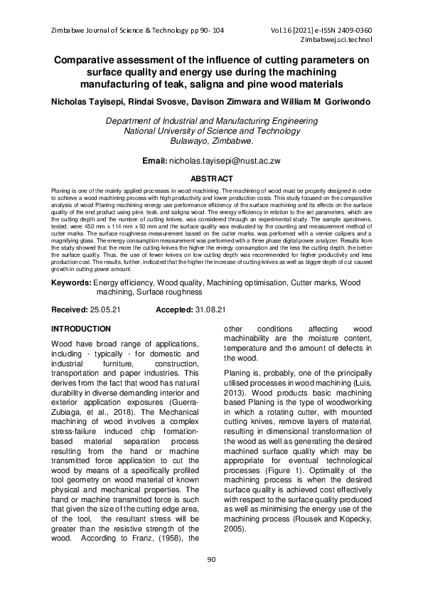 (PDF) Comparative assessment of the influence of cutting parameters on ...