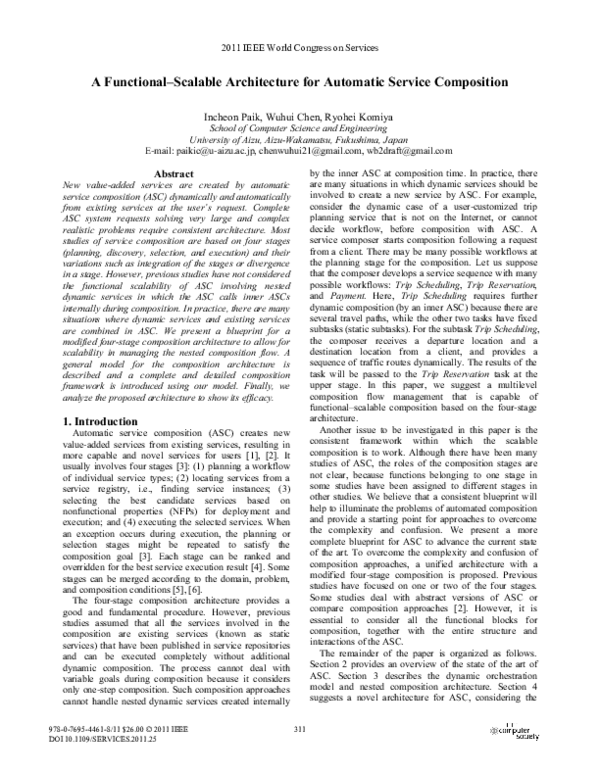 (PDF) A Functional -- Scalable Architecture for Automatic Service ...