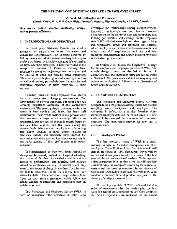 (PDF) The Methodology of the Workplace and Employee Survey