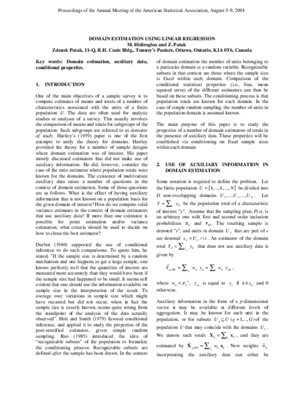 (PDF) Domain Estimation Using Linear Regression