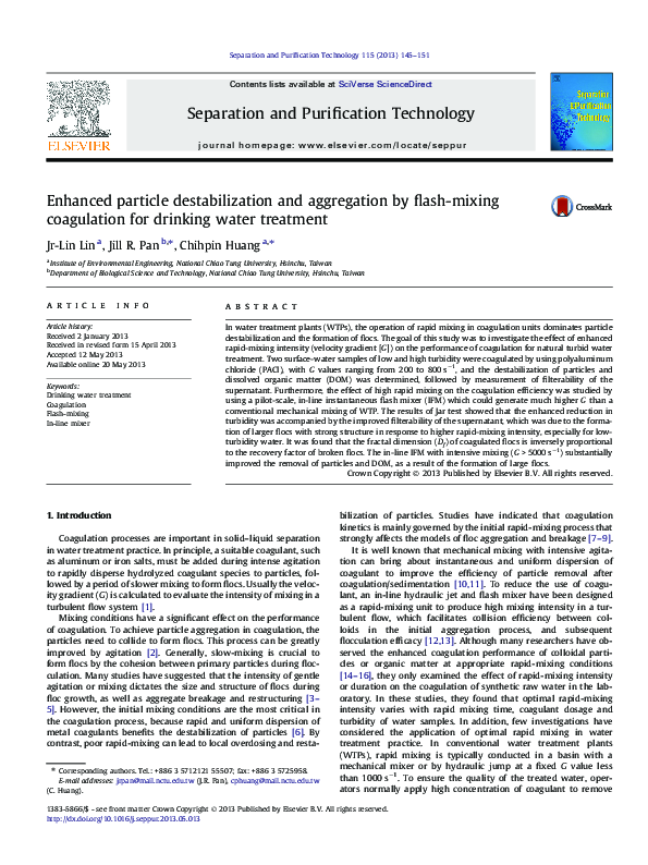 (PDF) Enhanced particle destabilization and aggregation by flash-mixing ...