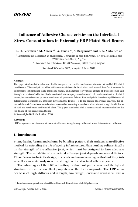 (PDF) Influence of Adhesive Characteristics on the Interfacial Stress ...