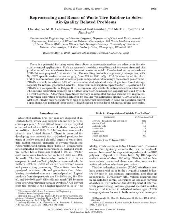 (PDF) Reprocessing and Reuse of Waste Tire Rubber to Solve Air-Quality ...