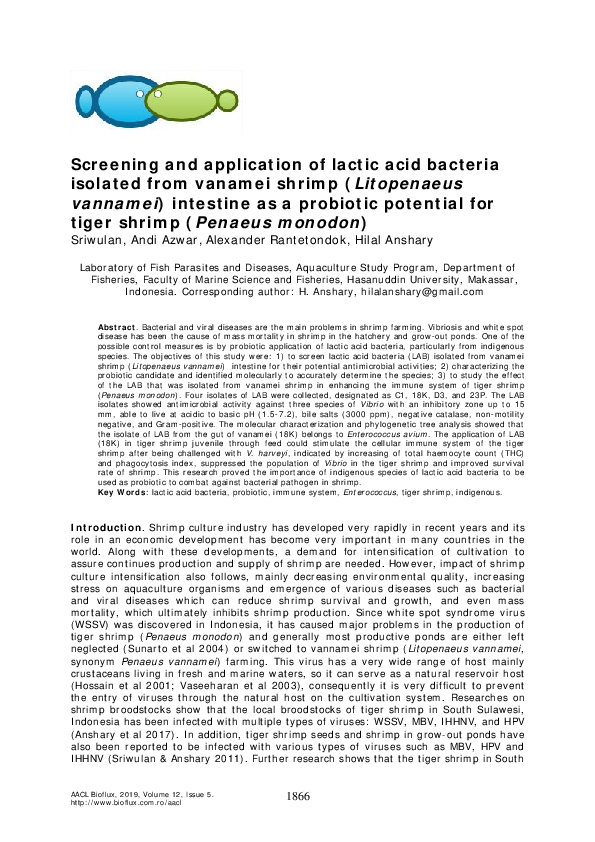 (PDF) Screening and application of lactic acid bacteria isolated from ...