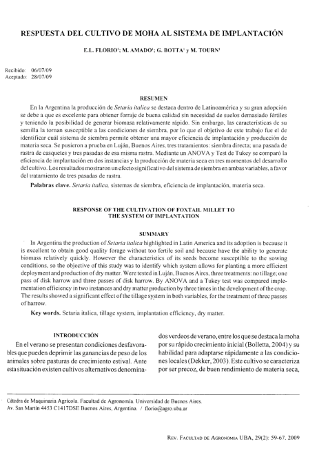 (PDF) Respuesta del cultivo de moha al sistema de implantación