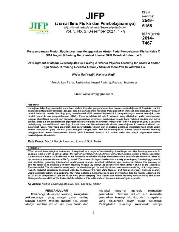 (PDF) Development of Mobile Learning Module Using Tutor in Physics ...