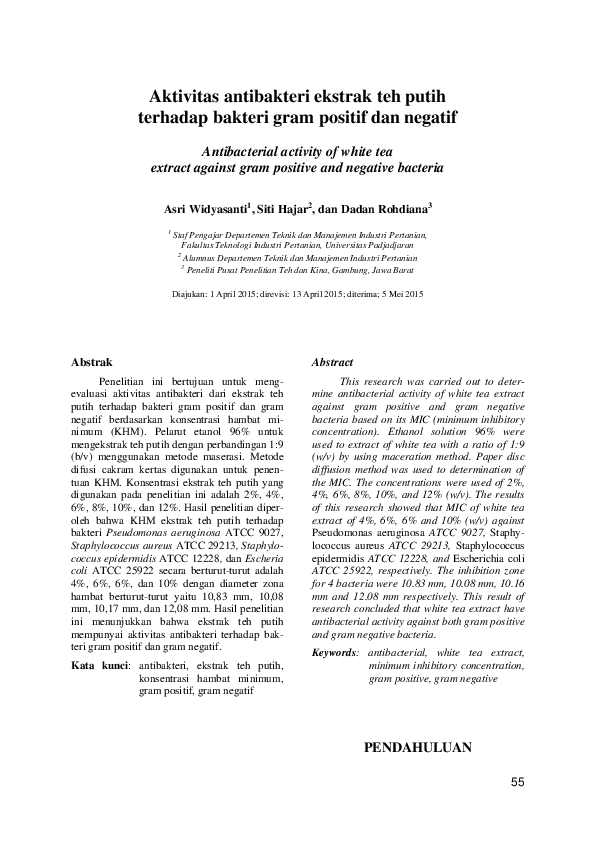 (PDF) Antibacterial activity of white tea extract against gram positive and negative bacteria