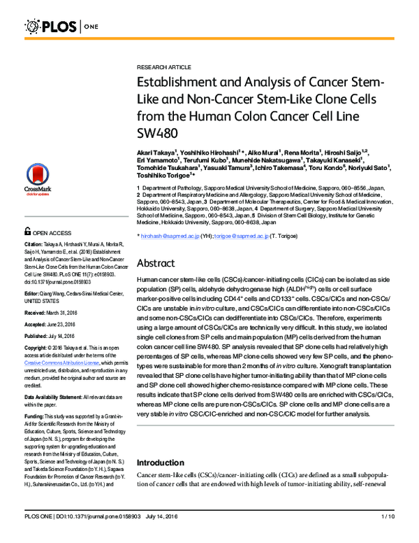 (PDF) Establishment and Analysis of Cancer Stem-Like and Non-Cancer ...