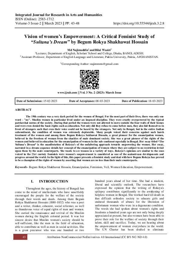 (PDF) Vision of women’s Empowerment: A Critical Feminist Study of ...