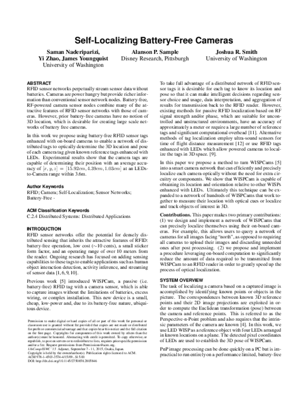(PDF) Selflocalizing batteryfree cameras Alanson Sample Academia.edu