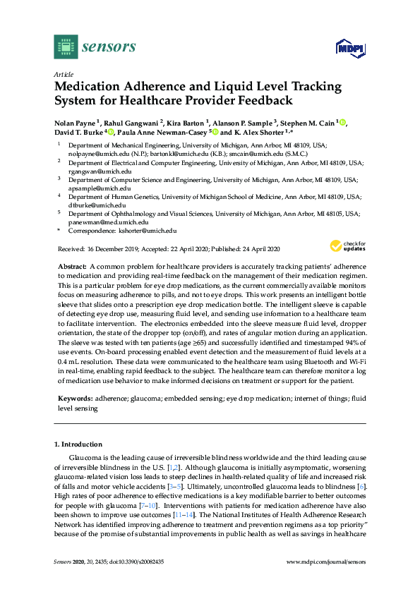 (PDF) Medication Adherence and Liquid Level Tracking System for