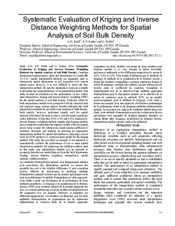 (PDF) Systematic Evaluation of Kriging and Inverse Distance Weighting ...