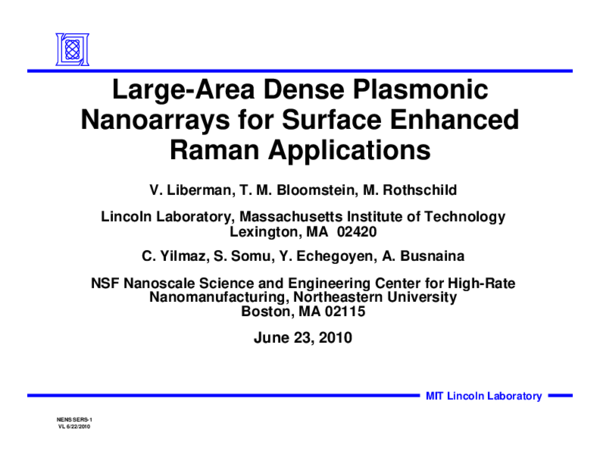 (PDF) Large-Area Dense Plasmonic Nanoarrays for Surface Enhanced Raman ...