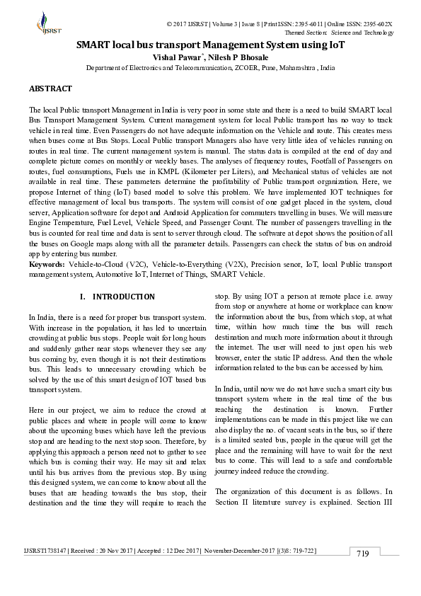 (PDF) IJSRST1738147 | SMART local bus transport Management System using IoT