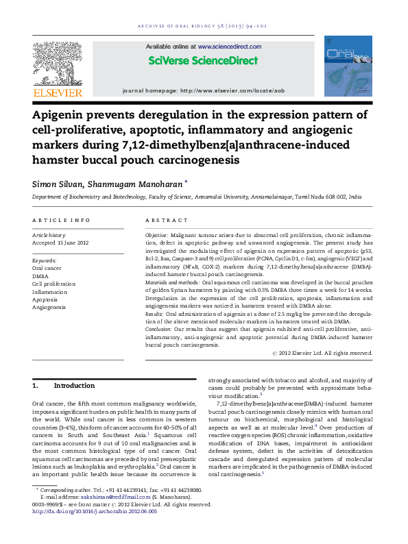 (PDF) Apigenin prevents deregulation in the expression pattern of cell ...
