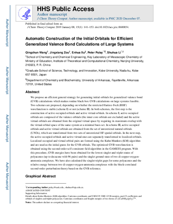 (PDF) Automatic Construction of the Initial Orbitals for Efficient ...