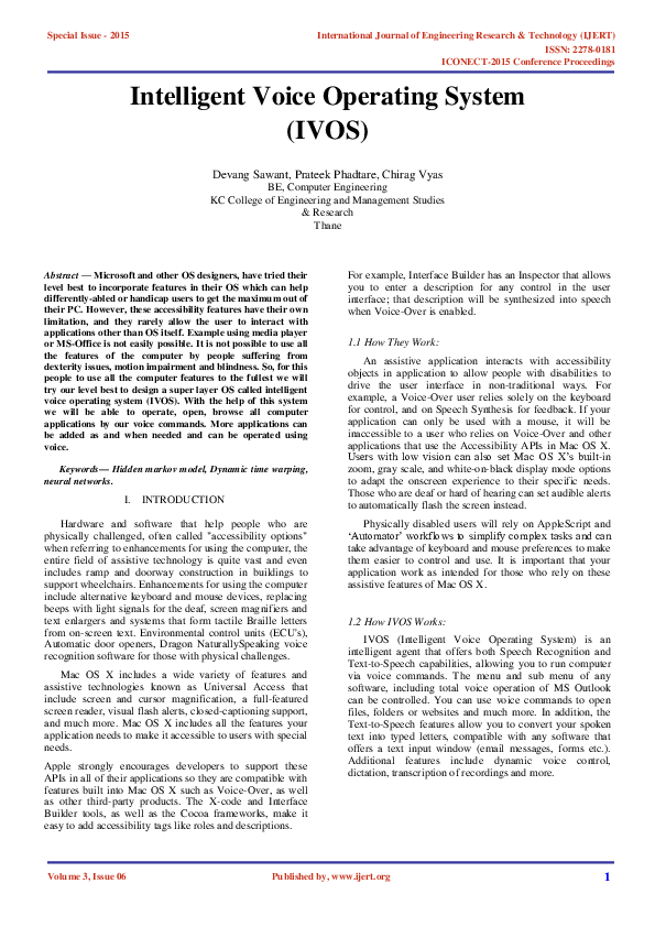 (PDF) Intelligent Voice Operating System (IVOS)