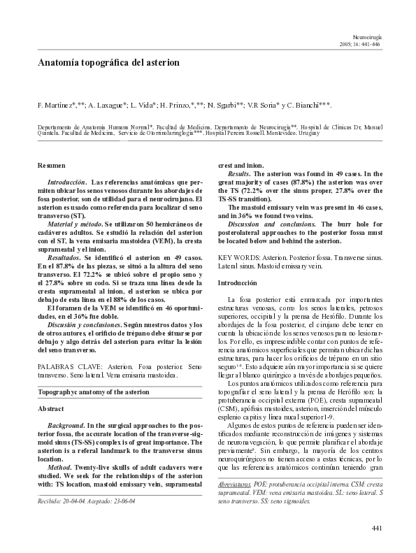 (PDF) Anatomía topográfica del asterion