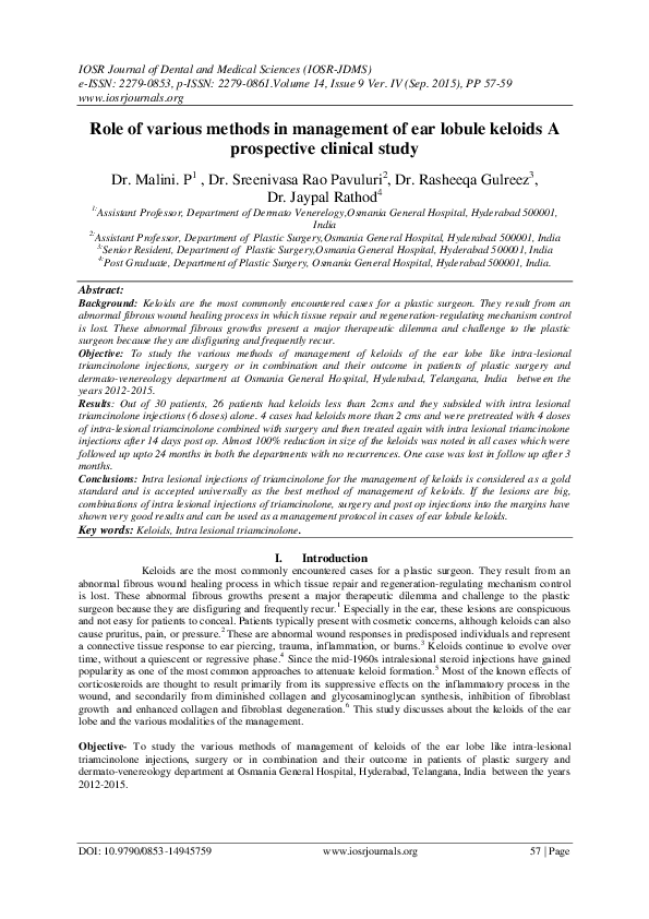 (PDF) Role of various methods in management of ear lobule keloids A ...