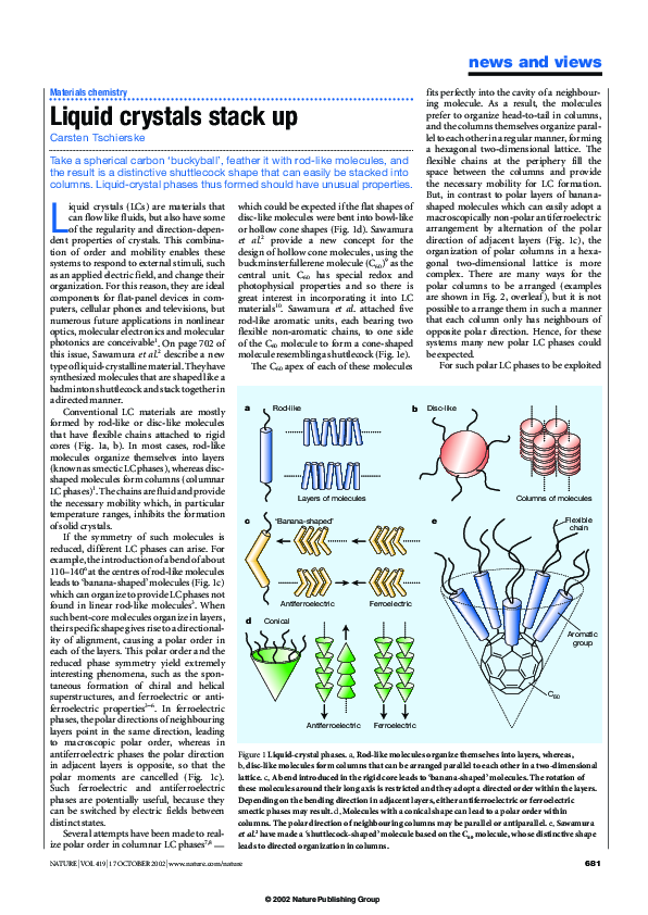 (PDF) Materials chemistry: Liquid crystals stack up