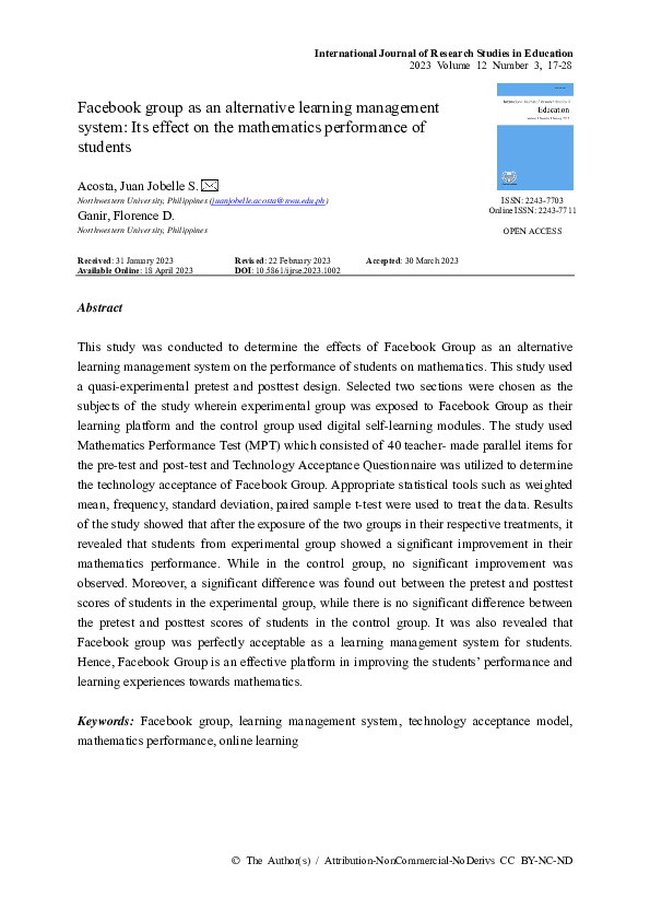 (PDF) Facebook group as an alternative learning management system: Its ...