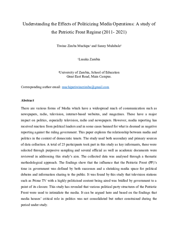 (DOC) Understanding the Effects of Politicizing Media Operations: A ...