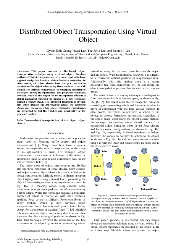 (PDF) Distributed Object Transportation Using Virtual Object