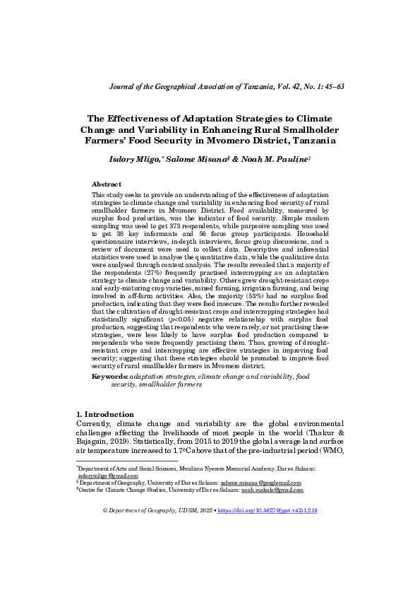 (PDF) The Effectiveness of Adaptation Strategies to Climate Change and ...