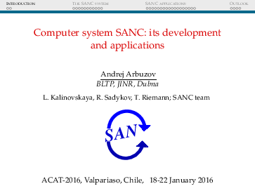 (PDF) Computer system SANC: its development and applications