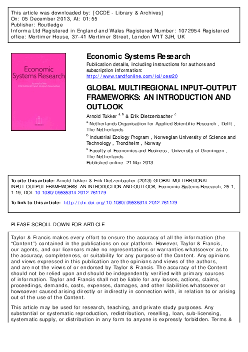 (PDF) Global Multiregional Input–Output Frameworks: An Introduction and ...