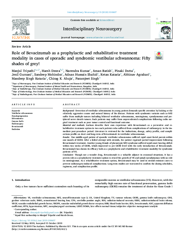 (PDF) Role Of Bevacizumab As A Prophylactic And Rehabilitative ...