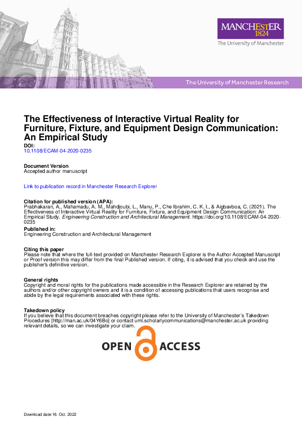 (PDF) The effectiveness of interactive virtual reality for furniture ...