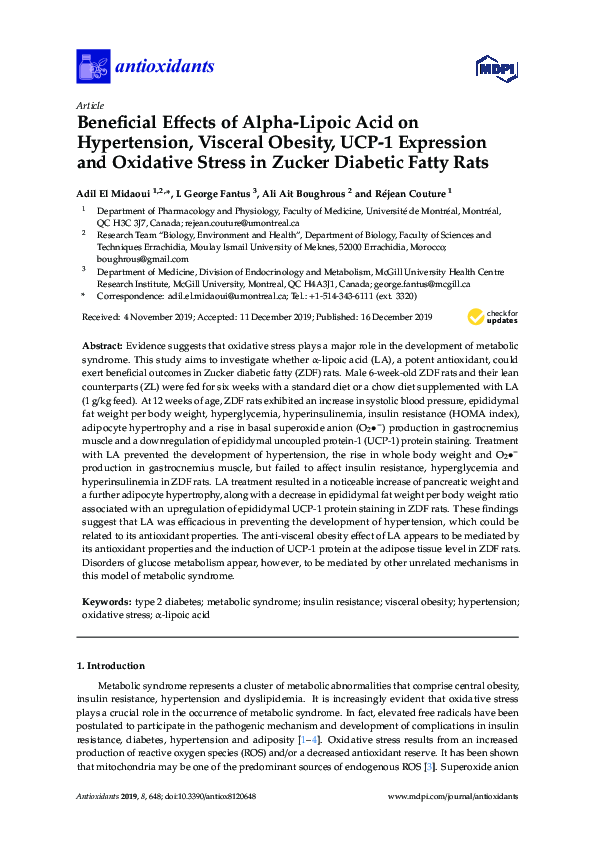 (PDF) Beneficial Effects of Alpha-Lipoic Acid on Hypertension, Visceral ...