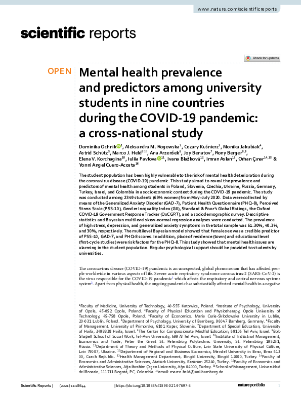 (PDF) Mental health prevalence and predictors among university students ...