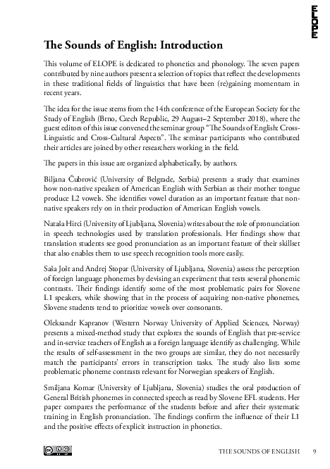 (PDF) The Sounds of English: Introduction (ELOPE 16 (1))