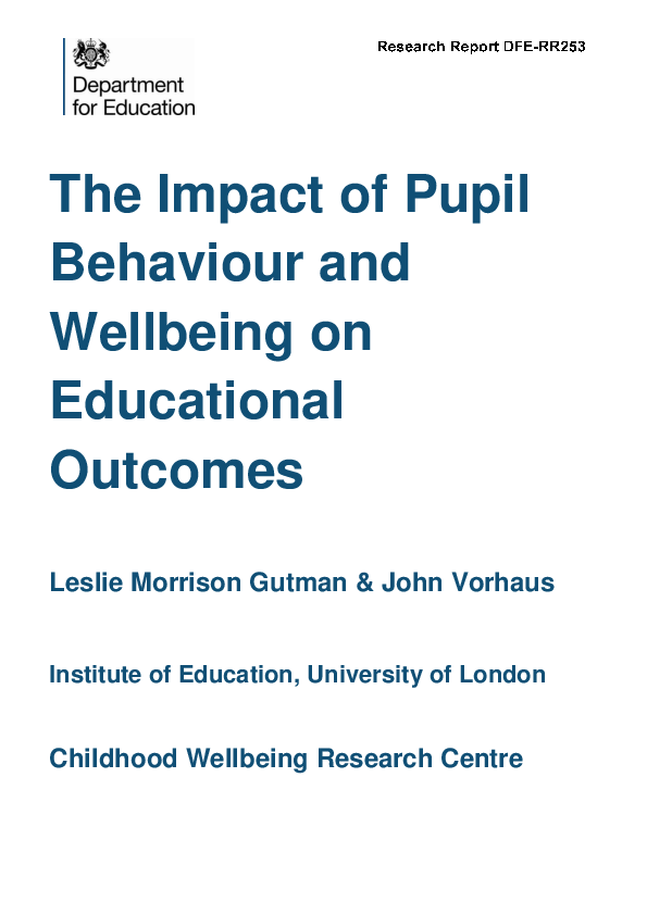 (PDF) The impact of pupil behaviour and wellbeing on educational outcomes