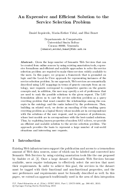 (PDF) An Expressive and Efficient Solution to the Service Selection Problem